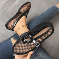 Round-toe Fishnet Hollow-out Ballet Flats Fashionable And Flat