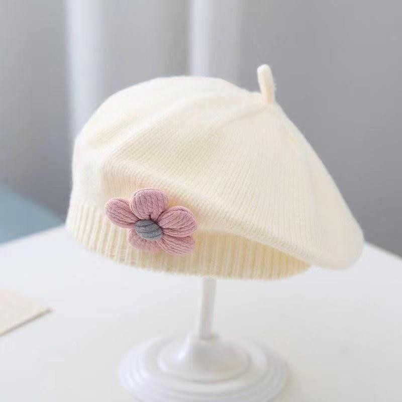 Gorro de niña Boina de punto de lana para bebé