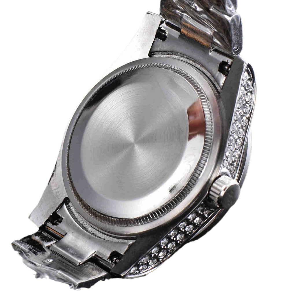 Reloj de cuarzo de acero inoxidable con diamantes para hombre