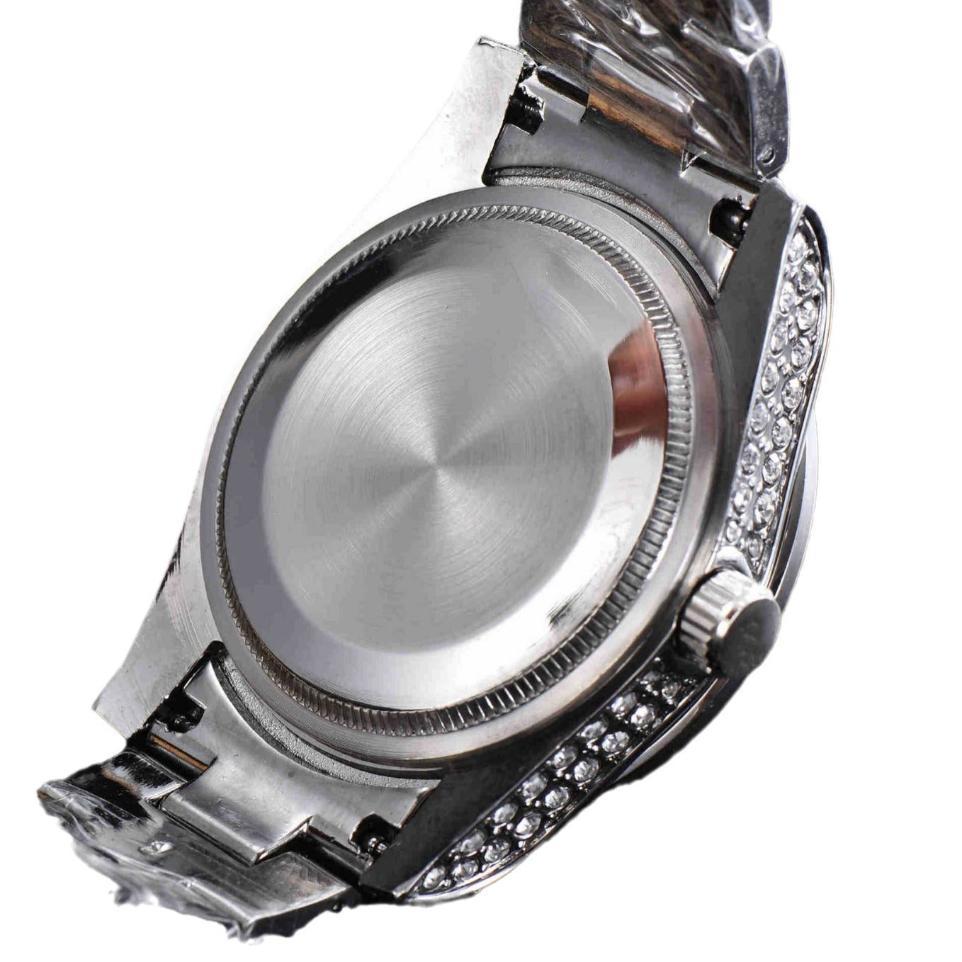 Reloj de cuarzo de acero inoxidable con diamantes para hombre