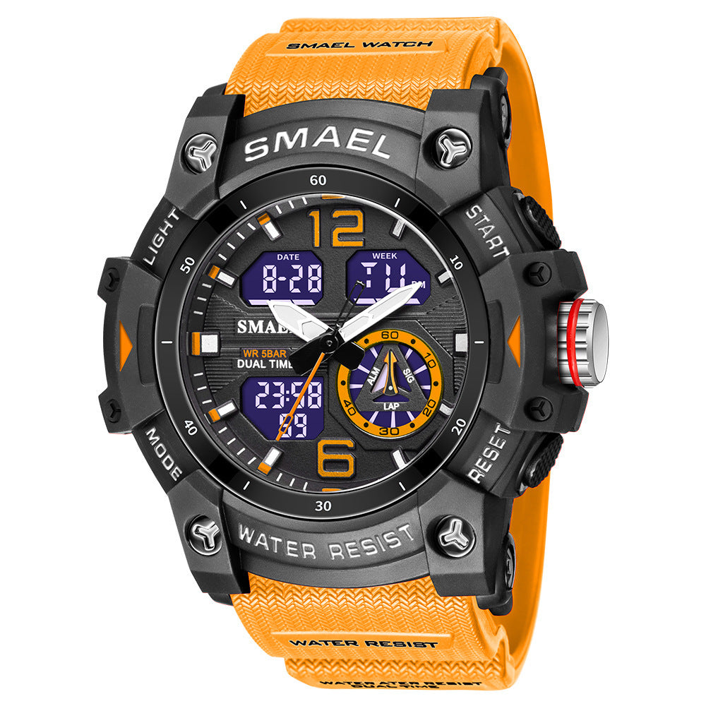 Reloj transparente para hombre para exteriores con un diseño moderno de doble pantalla.