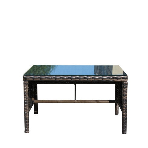 Muebles de exterior para patio, 1 mesa de centro con vidrio templado transparente