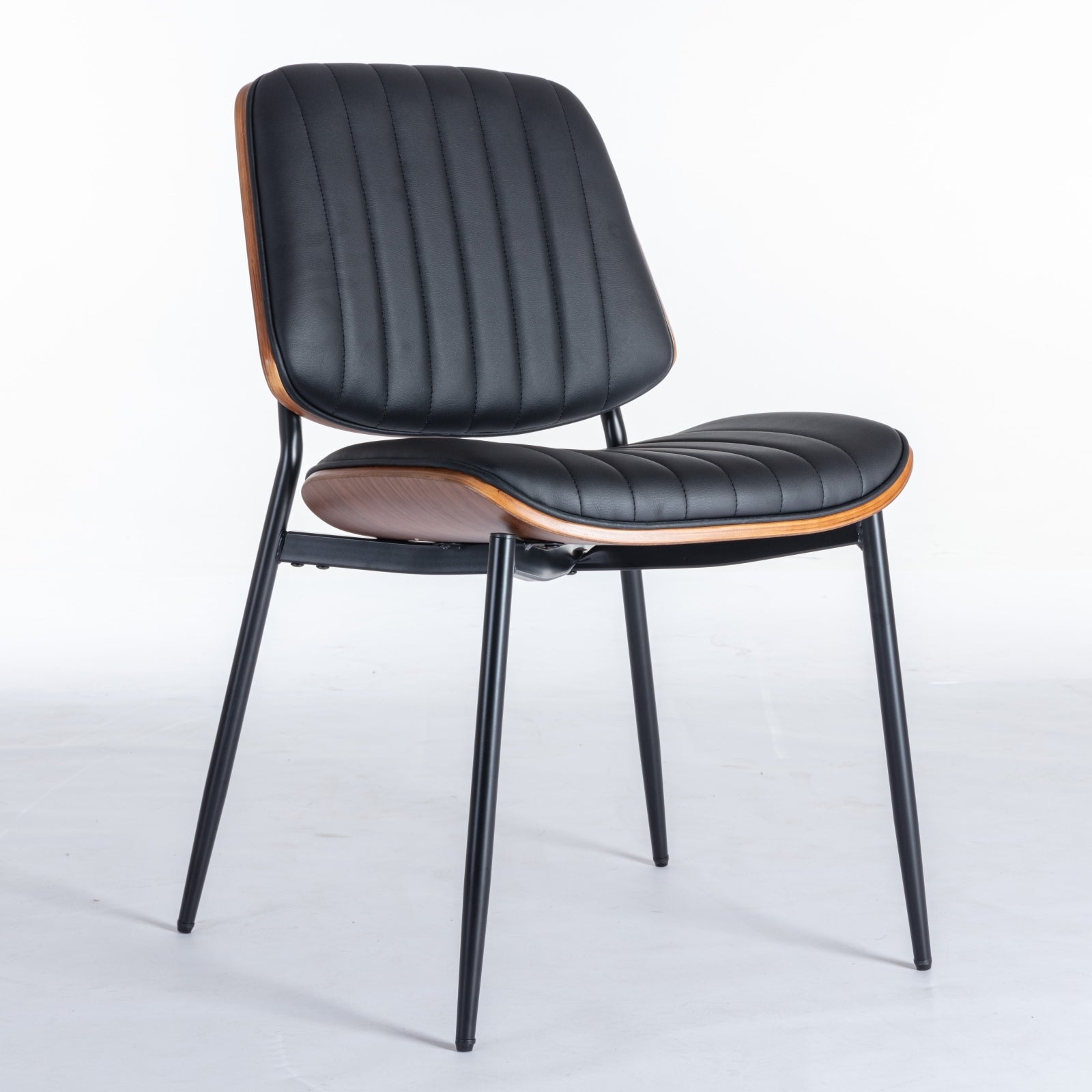 Muebles A&A, juego de 2 sillas de comedor modernas de mediados de siglo, estilo retro, de piel sintética con respaldo curvo en nogal.