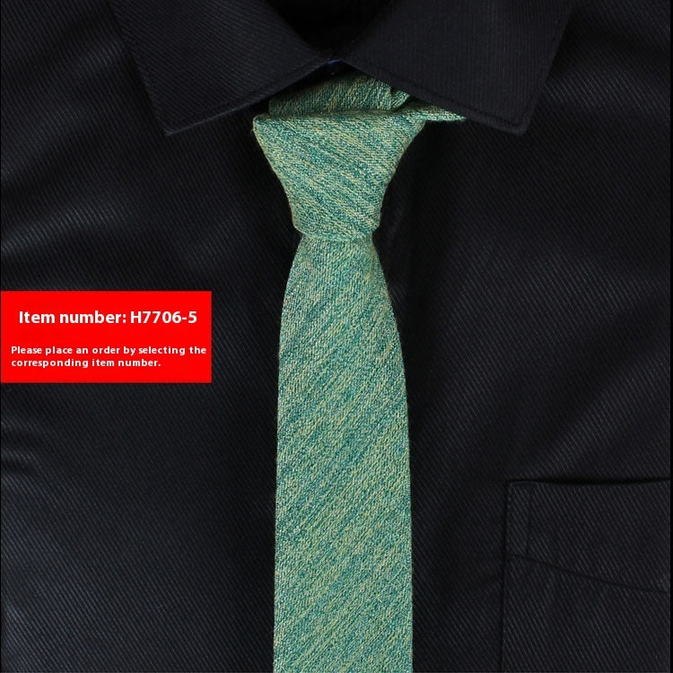 Corbata estrecha de algodón de estilo coreano de color liso para hombre, de 6 cm, para uso formal, informal, de negocios y boda