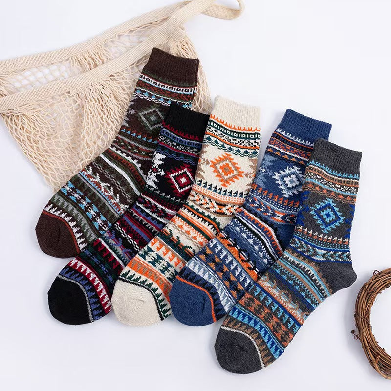 Calcetines de hombre de lana estilo étnico vintage para invierno