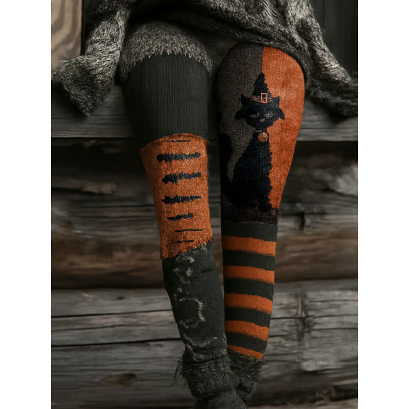 Leggings de punto estampados de moda para mujer que combinan con todo