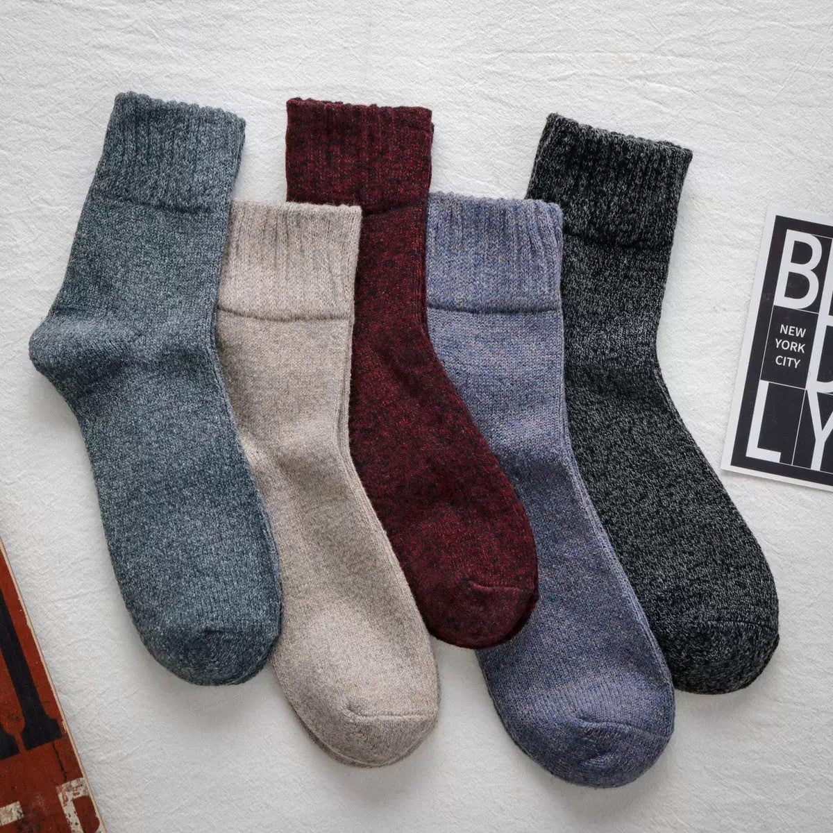 Calcetines térmicos de lana gruesos informales para hombre