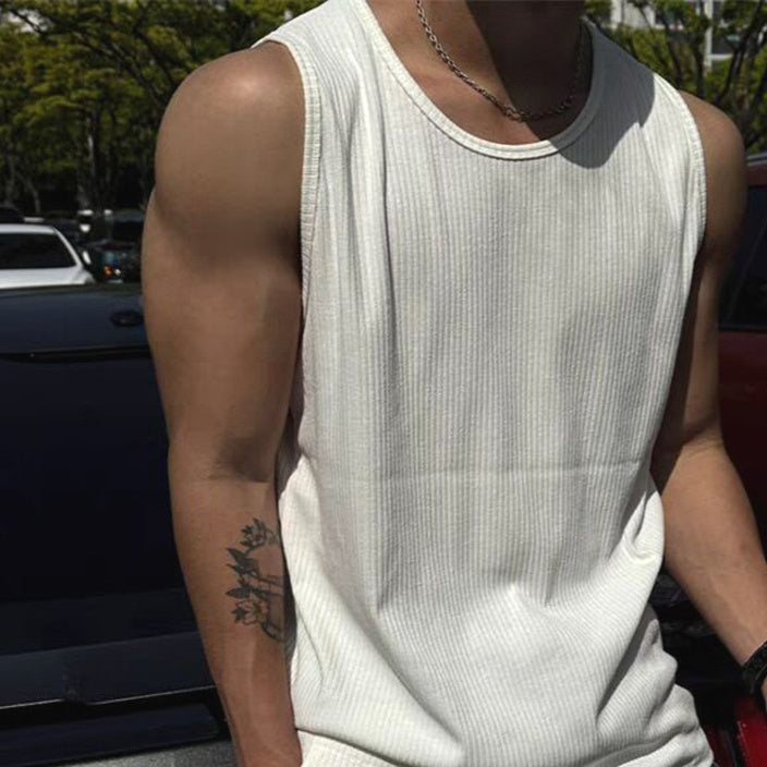 Chaleco transpirable, holgado, plisado y texturizado de punto gofre