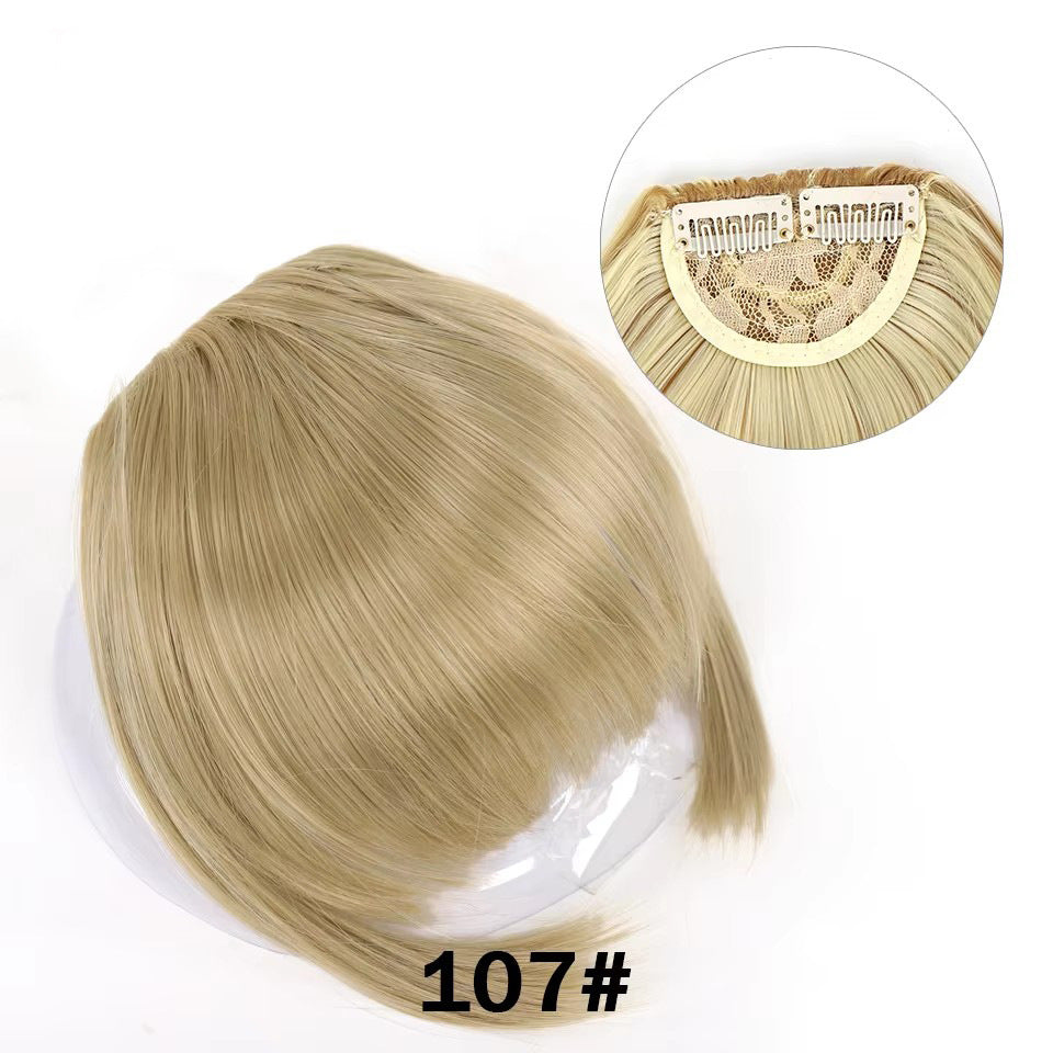 Peluca sintética de estilo europeo y americano con flequillo lateral y pinzas para el pelo para mujer.