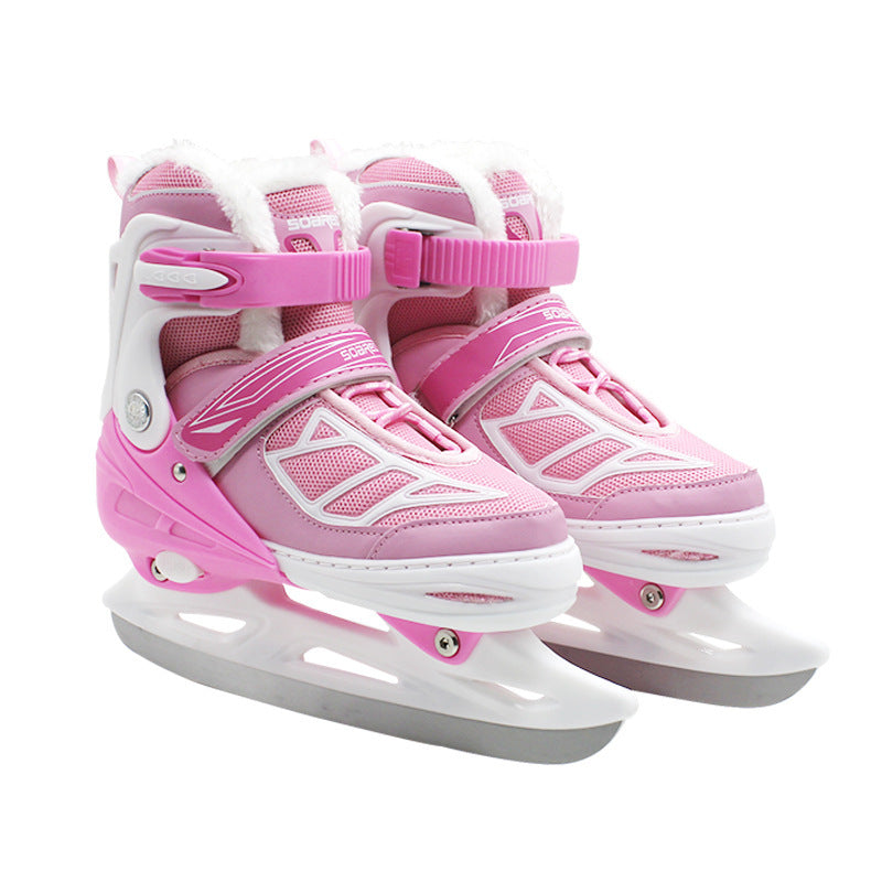 Zapatos de patinaje sobre hielo ajustables con aislamiento de felpa para niños