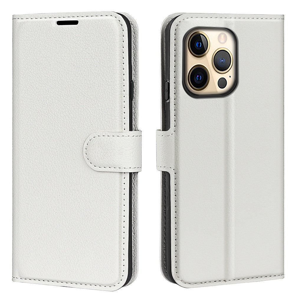 Funda para teléfono con ranura para tarjeta abatible y estampado de lichi