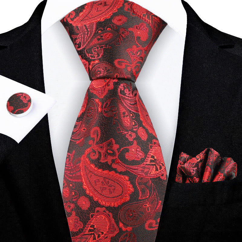 Corbata con flores de anacardo bordadas en jacquard