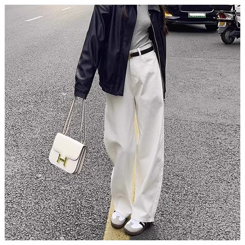 Fashion Wide-leg White Jeans For Women