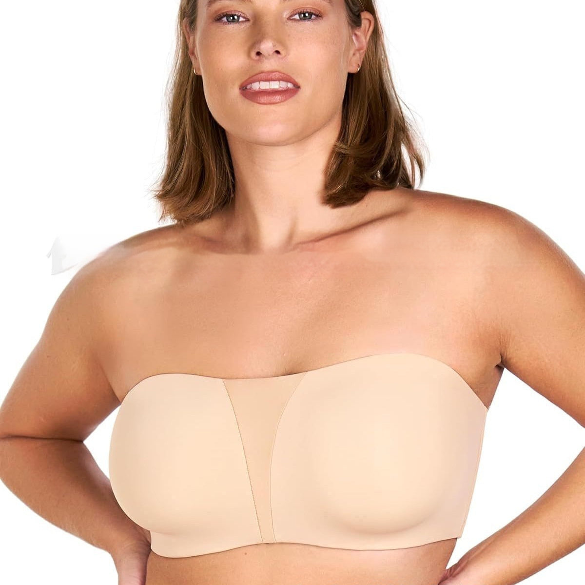 Sujetador sin tirantes para mujeres con busto grande, disponible en tallas de cobertura completa.
