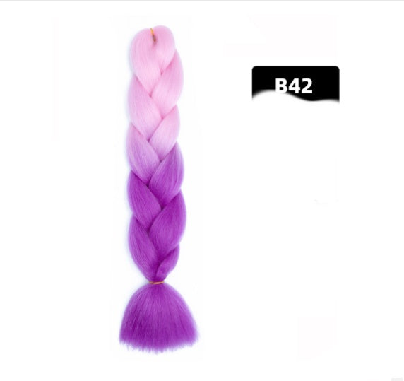Peluca de seda africana de alta temperatura con fibra química y trenza grande en color degradado