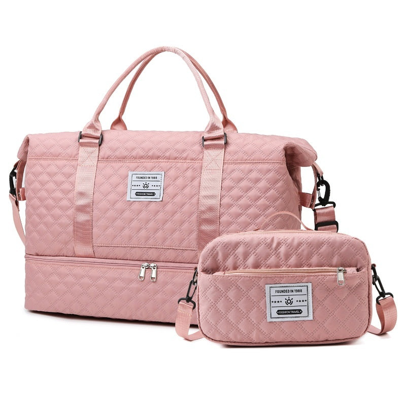 Bolso bandolera de viaje de gran capacidad con asa bordada y acolchado