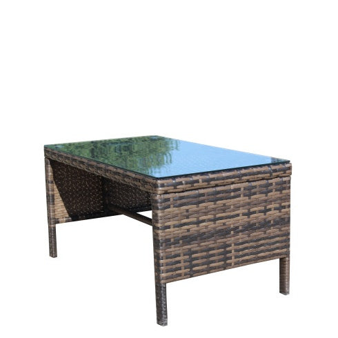 Muebles de exterior para patio, 1 mesa de centro con vidrio templado transparente
