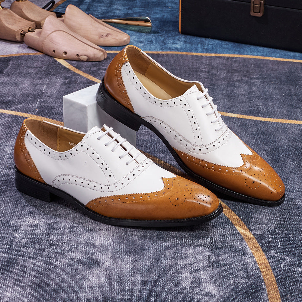 European And American Men's Brogues For Business And Casual Wear With Pointed Toes