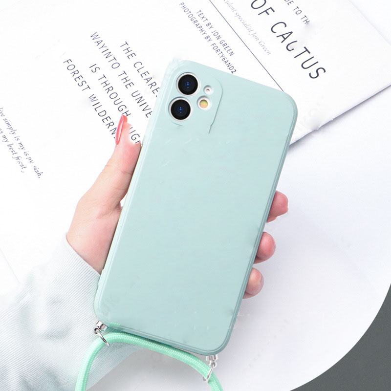 Funda para teléfono con cordón de silicona líquida, creativa y sencilla