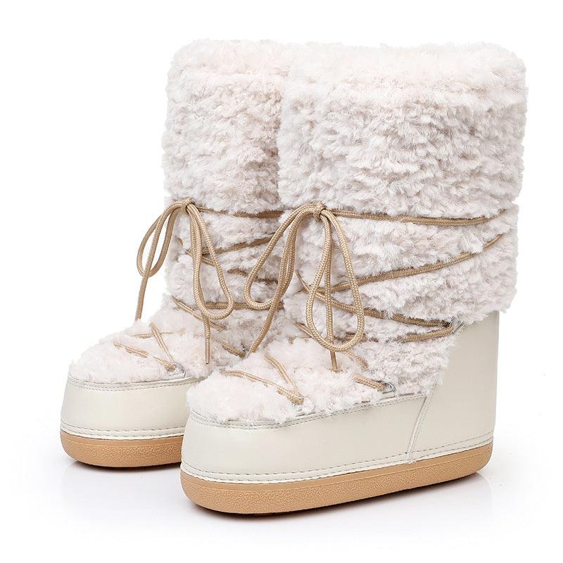 Botas de nieve de piel de cordero para mujer