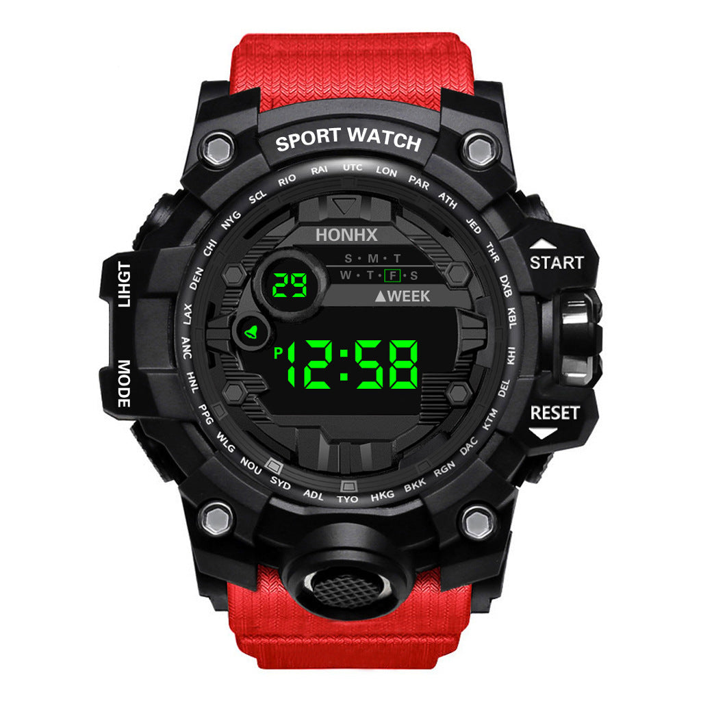 Reloj electrónico luminoso multifuncional deportivo impermeable para hombre