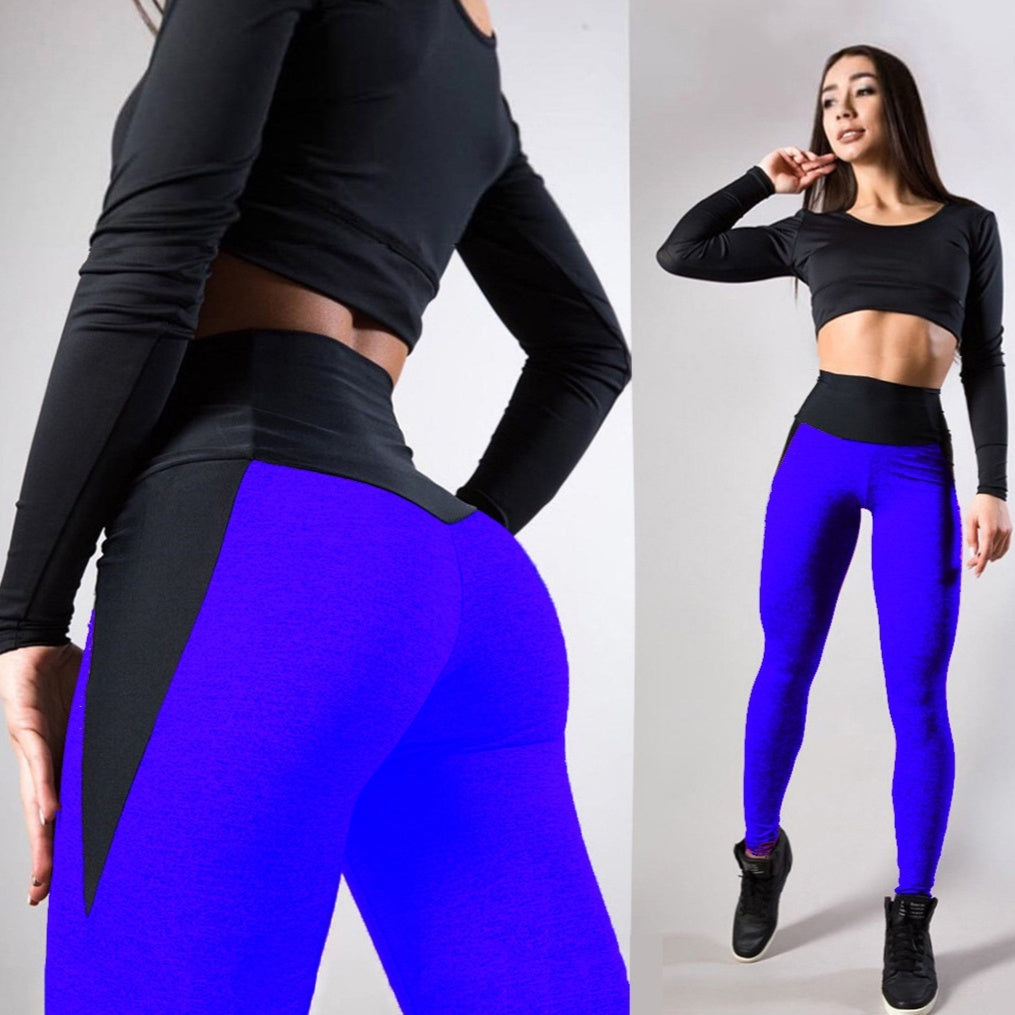 Leggings deportivos de yoga con colores contrastantes y empalmados