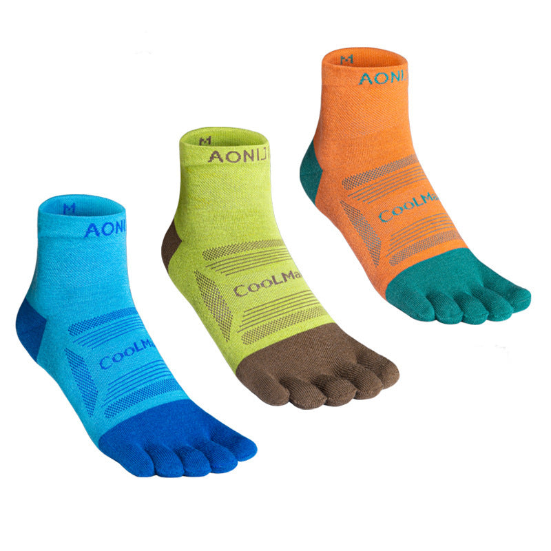 Calcetines profesionales de cinco dedos para correr, hasta media pantorrilla, para maratones al aire libre