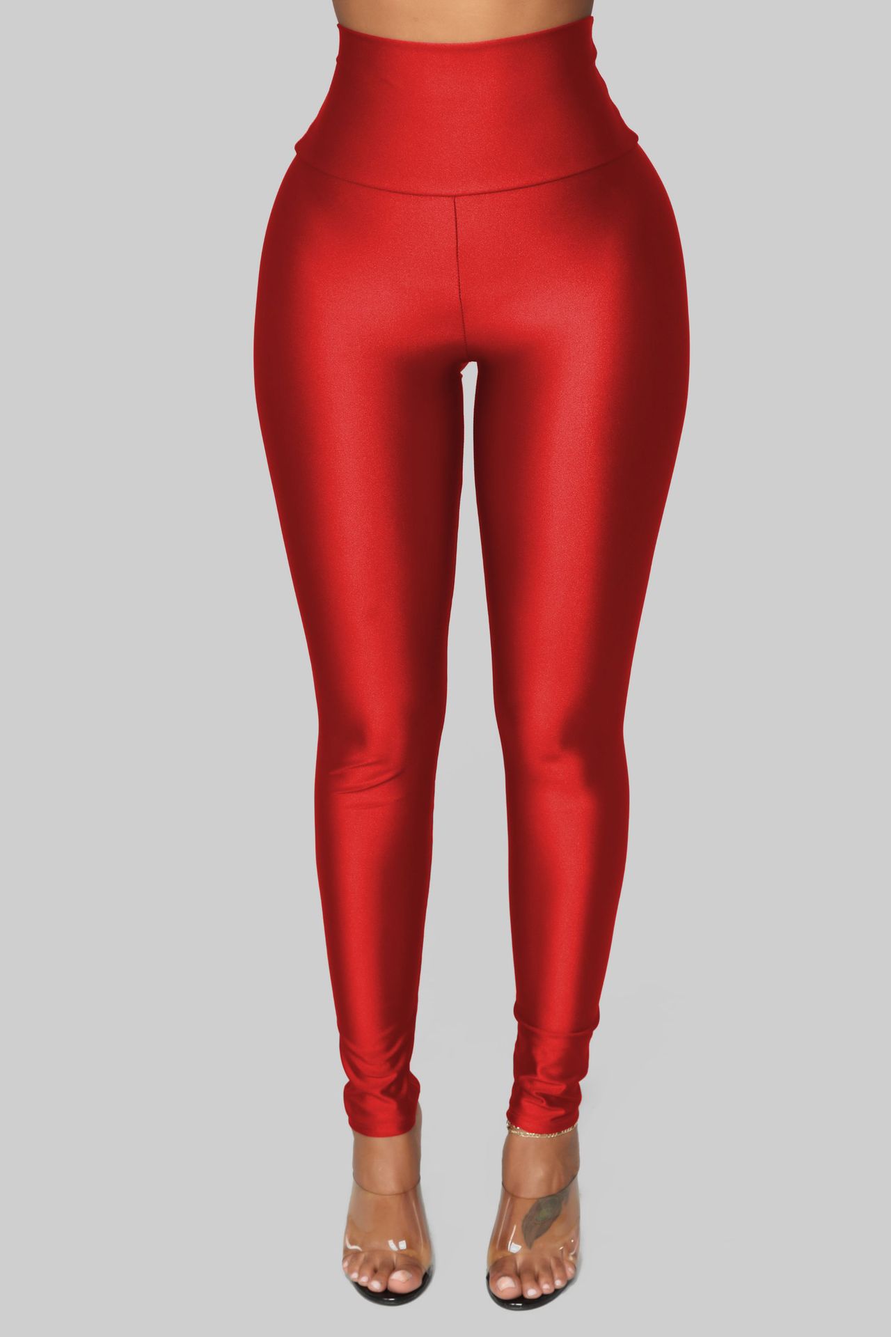 Leggings ajustados de color liso elásticos para mujer