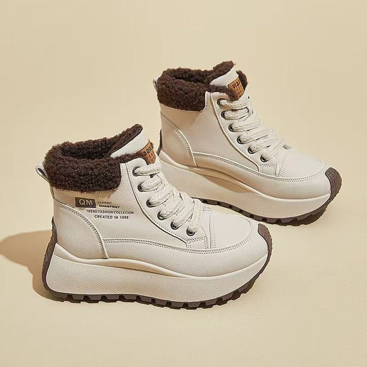 Zapatos altos de algodón con suela gruesa: zapatillas estilo papá para el invierno