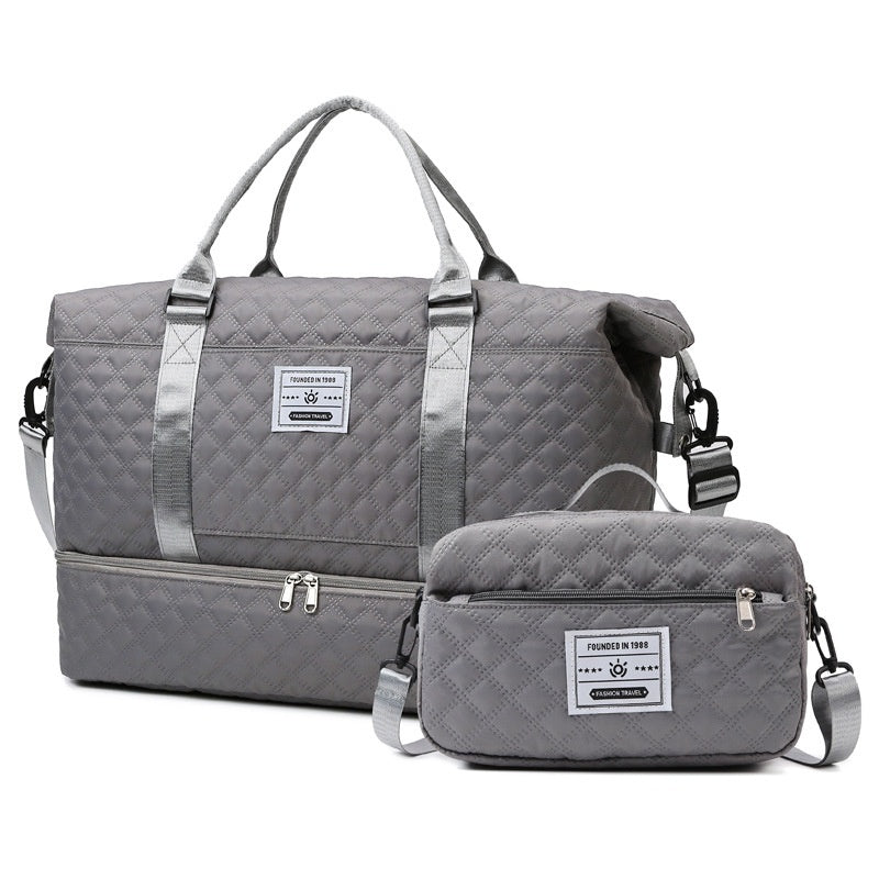 Bolso bandolera de viaje de gran capacidad con asa bordada y acolchado