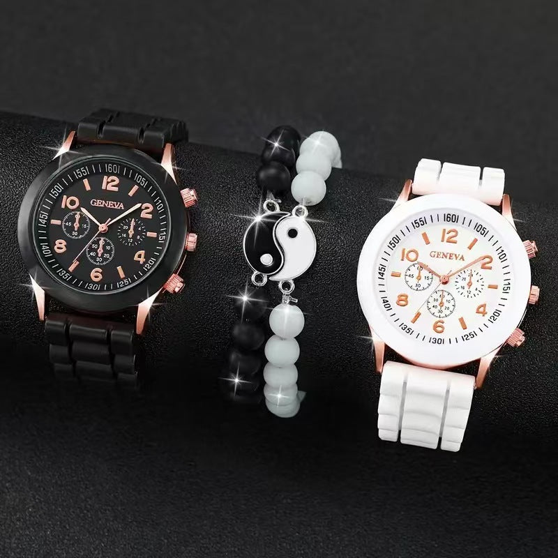 Conjunto de 4 piezas de relojes clásicos de moda para parejas más vendidos