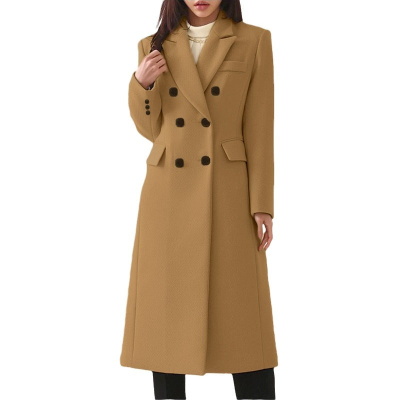 Nuevo abrigo sencillo de lana para mujer otoño-invierno