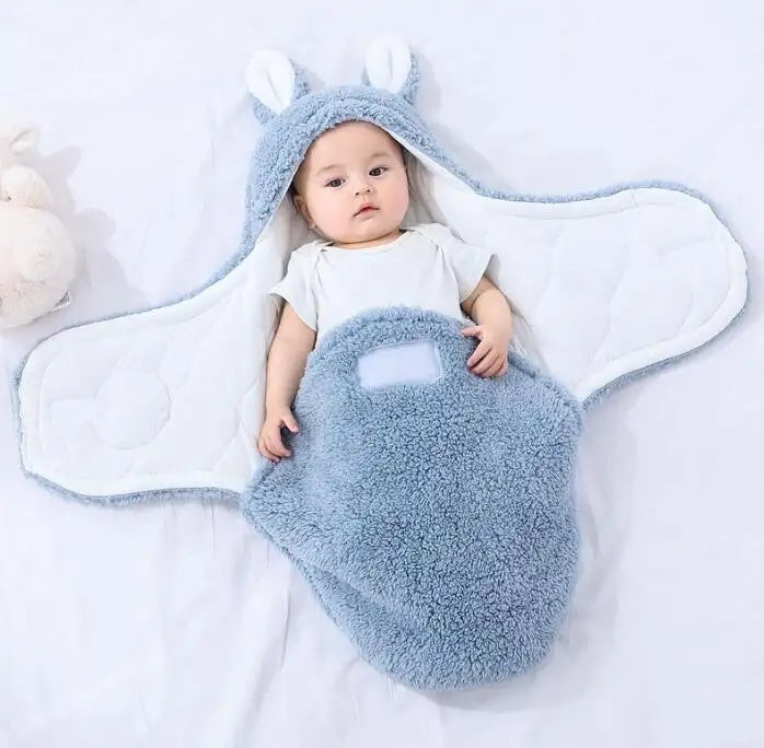 Saco de dormir supersuave para bebé, manta de forro polar esponjoso para recién nacidos, manta envolvente unisex para bebés recién nacidos, niños y niñas, con protección y soporte para la cabeza, saco de dormir portátil.