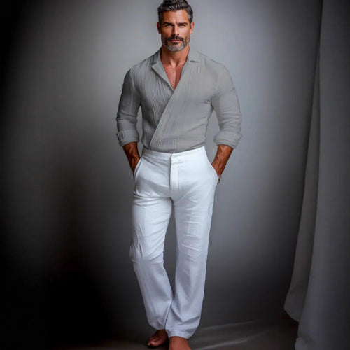 Business-Casual American-Style Long-Sleeve Mens Shirt