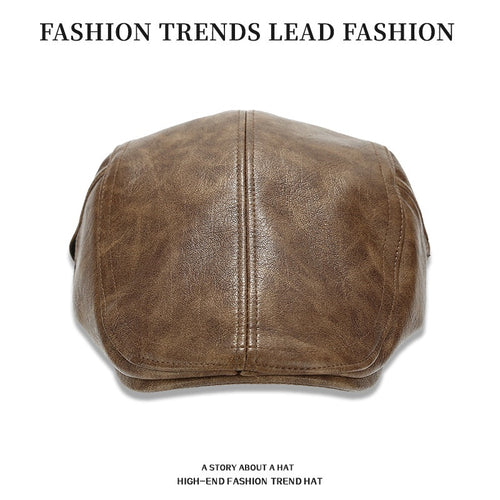 Autumn/Winter American-style Leather Trapper Hat Men's Vintage Painter's Cap