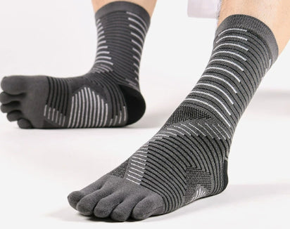 Calcetines antideslizantes de cinco dedos para hombre, de media pantorrilla, para correr maratones al aire libre