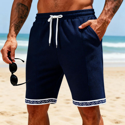 Breathable Patchwork Waffle-Weave Beach Shorts