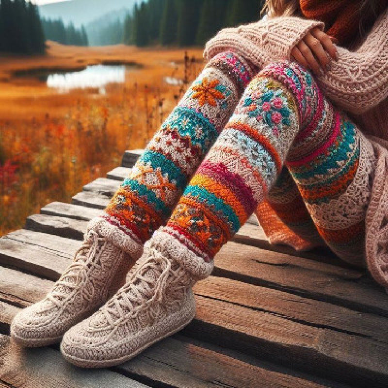 Leggings de punto estampados de moda para mujer que combinan con todo