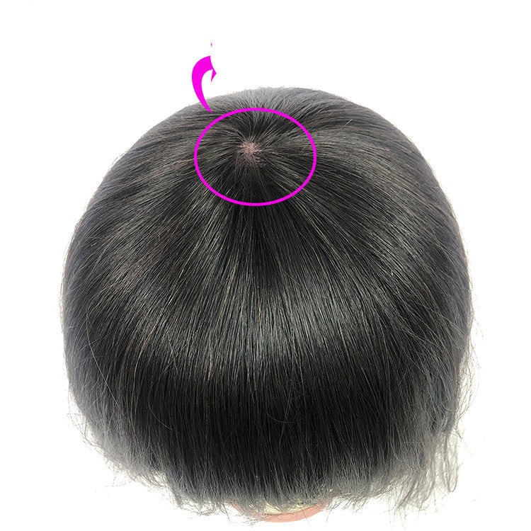 Peluca de cabello humano bob con tejido en la parte superior y forma de corazón, natural y realista.