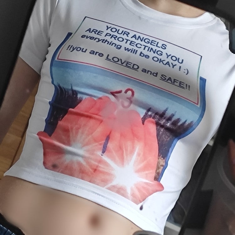 Womens Slim-fit Short T-shirt With A Crew Neck And Letter Print