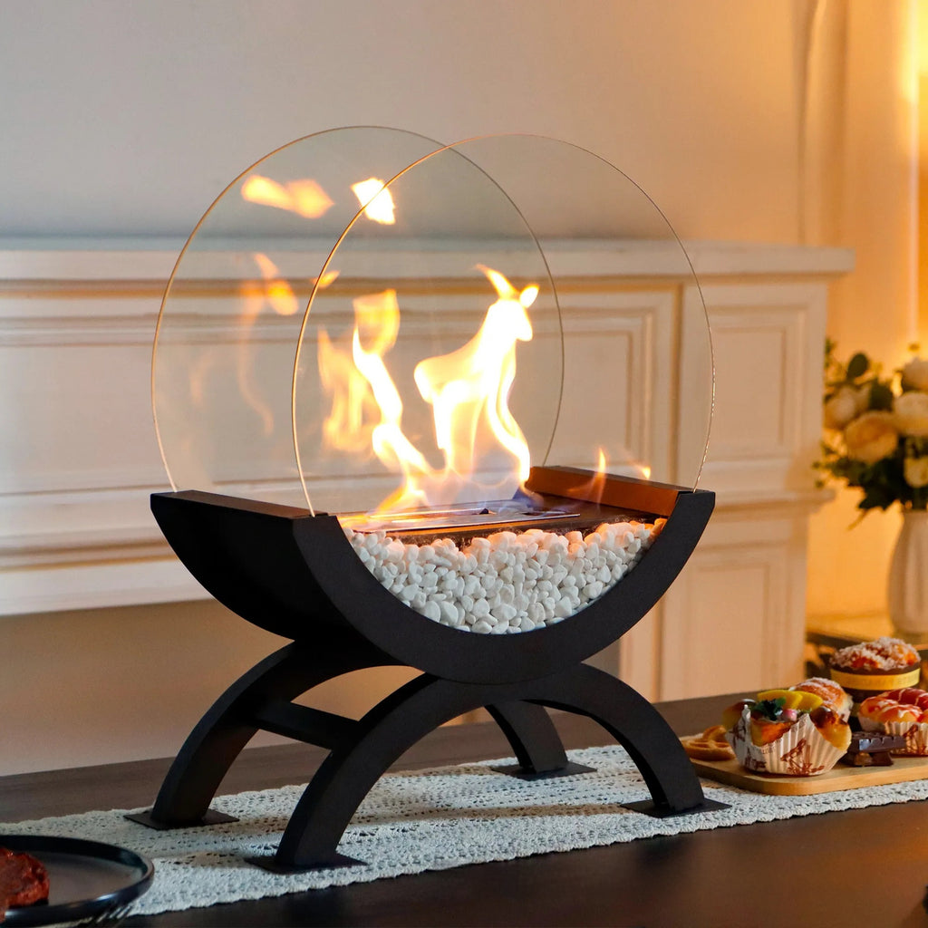 Lámpara de chimenea de alcohol de escritorio pequeña para interiores, calefacción doméstica
