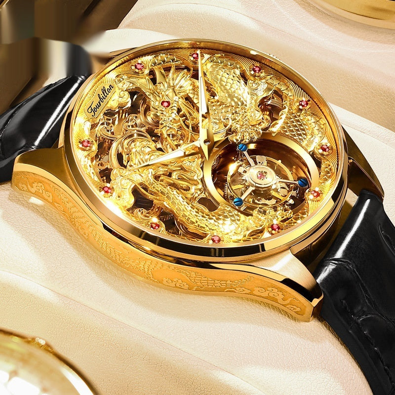 Reloj de lujo dorado resistente al agua para hombre con tourbillon