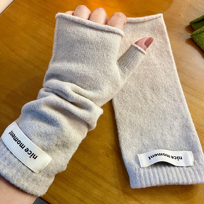 Winter Warm Faux Cashmere Knitted Fingerless Mittens