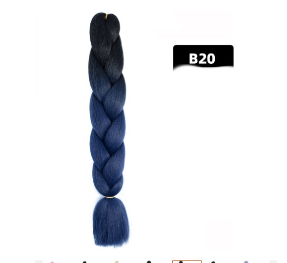 Peluca de seda africana de alta temperatura con fibra química y trenza grande en color degradado