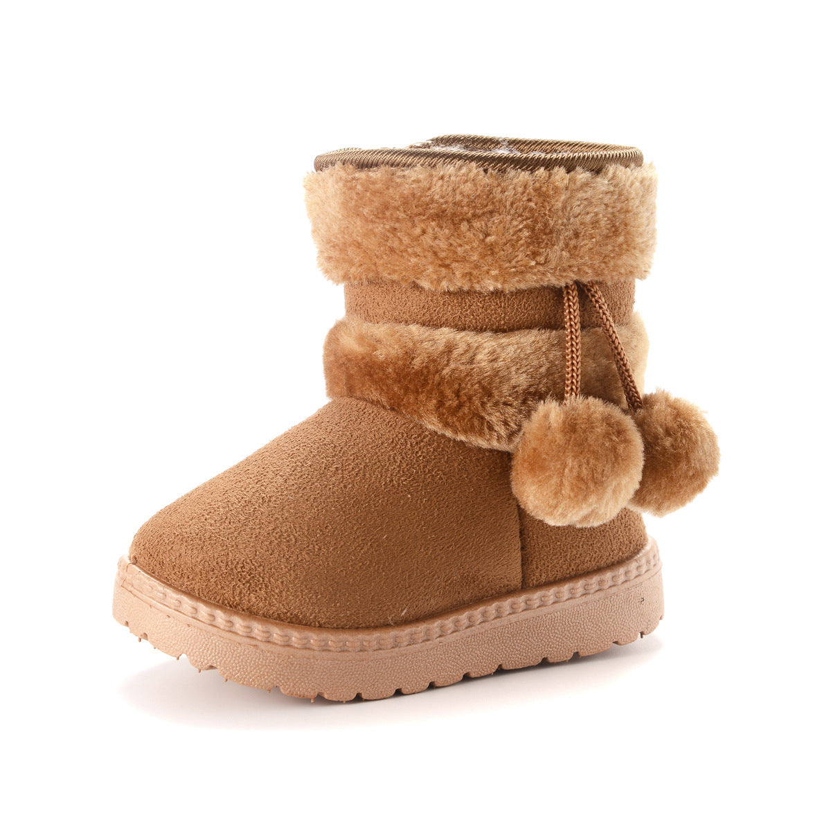 Botas de piel de búho nival con bolas de pelo para niños pequeños