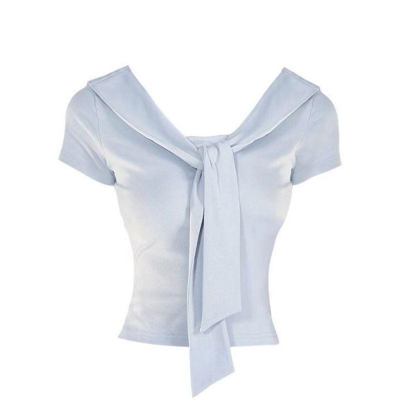 V-neck Straight-shoulder Modal Cotton Short-sleeve T-shirt