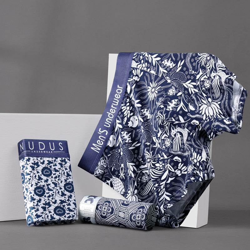 Calzoncillos bóxer de algodón para hombre con diseño estampado