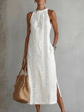 Women's Halter Neck Sleeveless Dress Lace Patchwork Holiday Style Summer Top