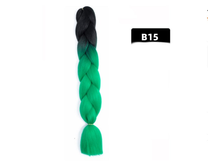 Peluca de seda africana de alta temperatura con fibra química y trenza grande en color degradado