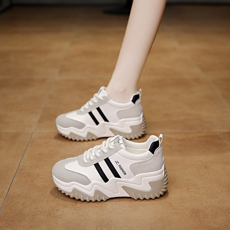 Zapatillas deportivas elegantes e informales de suela gruesa para mujer